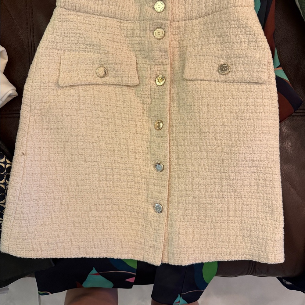 Maje Cream Textured A-Line Skirt
